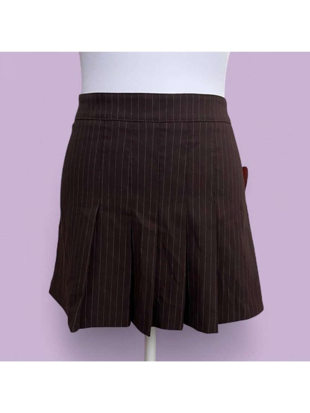 90s y2k brown pinstripe office siren grunge alt emo mcbling pleated mini skirt